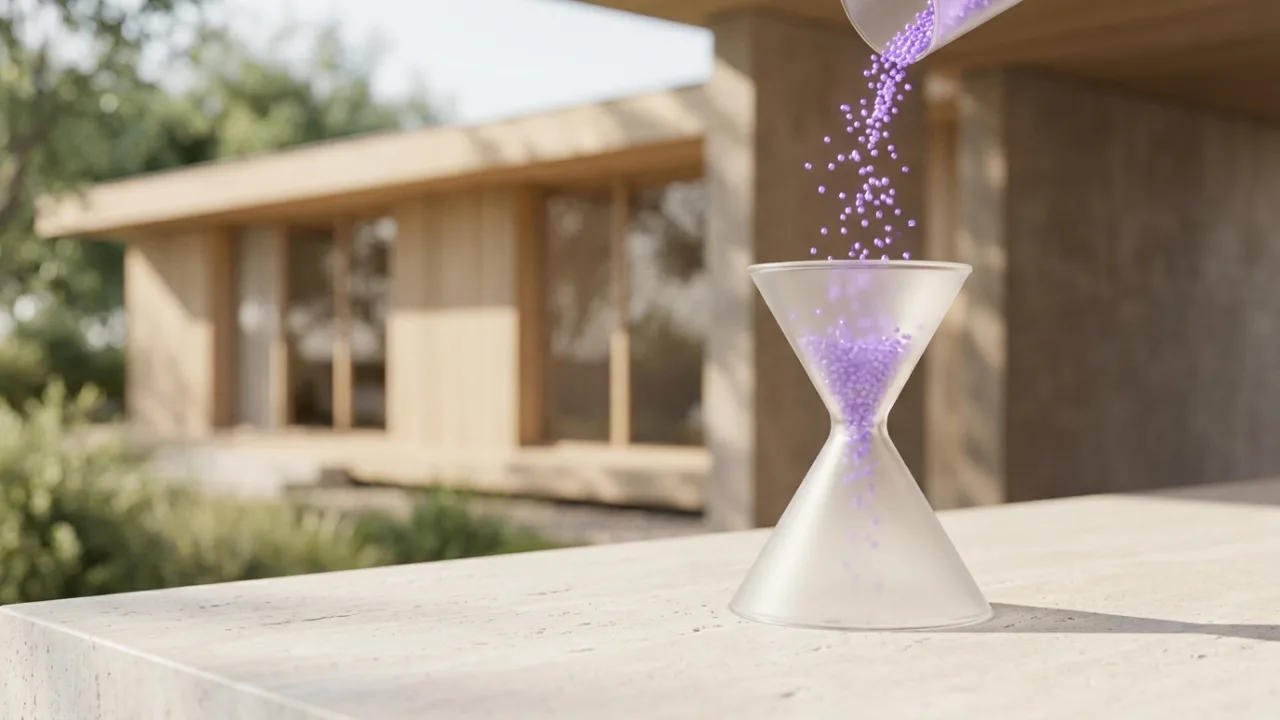 Trichter aus Milchglas mit leuchtenden Punkten, Symbol für Lead-Generierung für Immobilienmakler