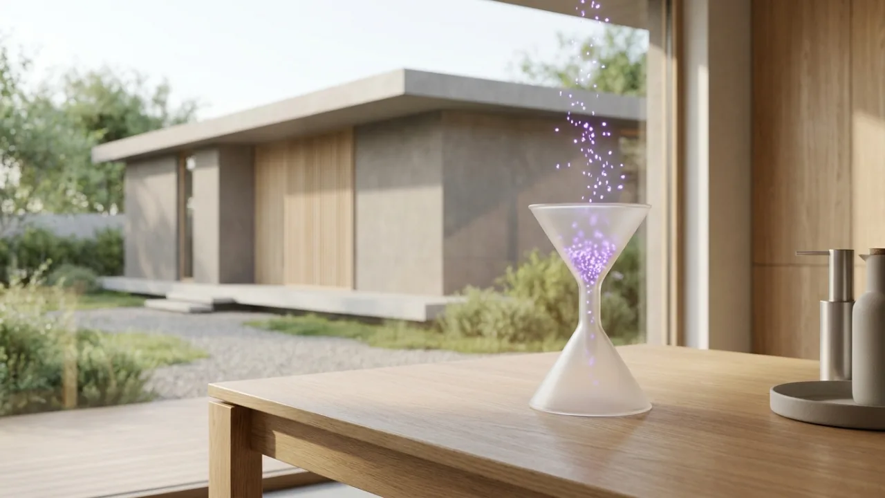 Trichter aus Milchglas mit leuchtenden Punkten, Symbol für Lead-Generierung für Immobilienmakler