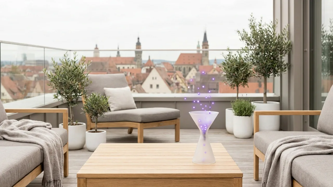 Trichter aus Milchglas mit leuchtenden Punkten, Symbol für Lead-Generierung für Immobilienmakler