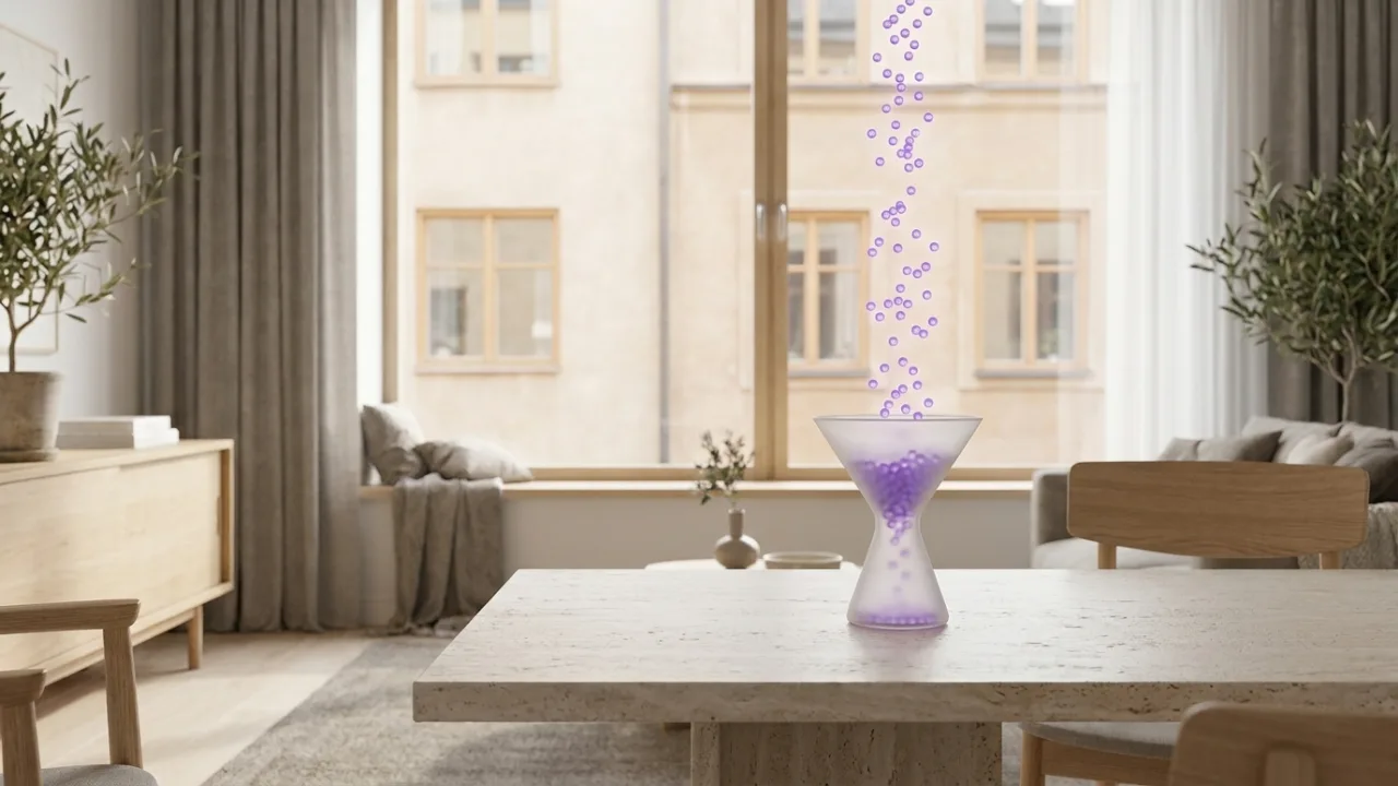 Trichter aus Milchglas mit leuchtenden Punkten, Symbol für Lead-Generierung für Immobilienmakler