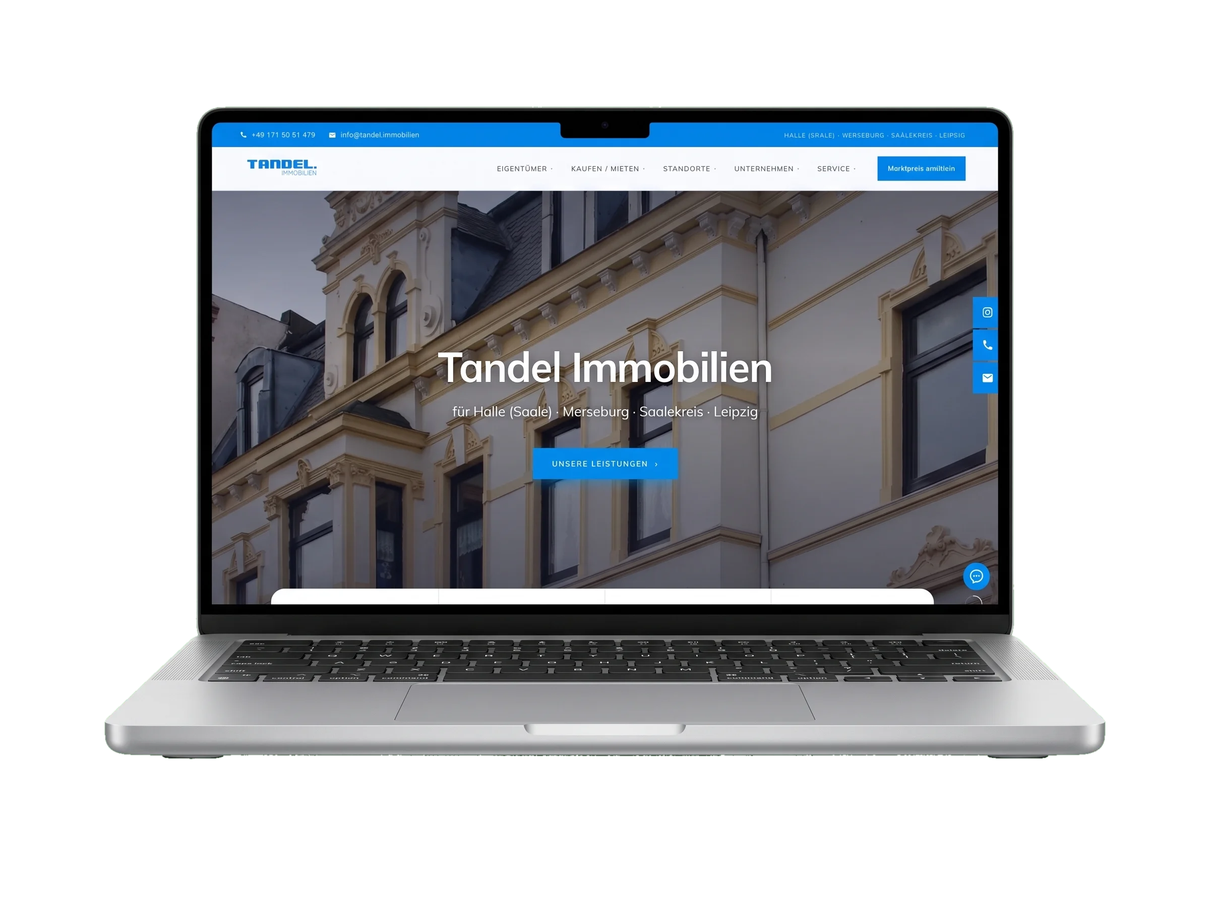 tandel.immobilien auf einem Laptop