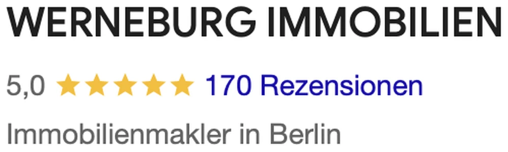 Google-Unternehmensprofil Werneburg Immobilien: 5,0 Sterne bei 170 Rezensionen, Immobilienmakler in Berlin