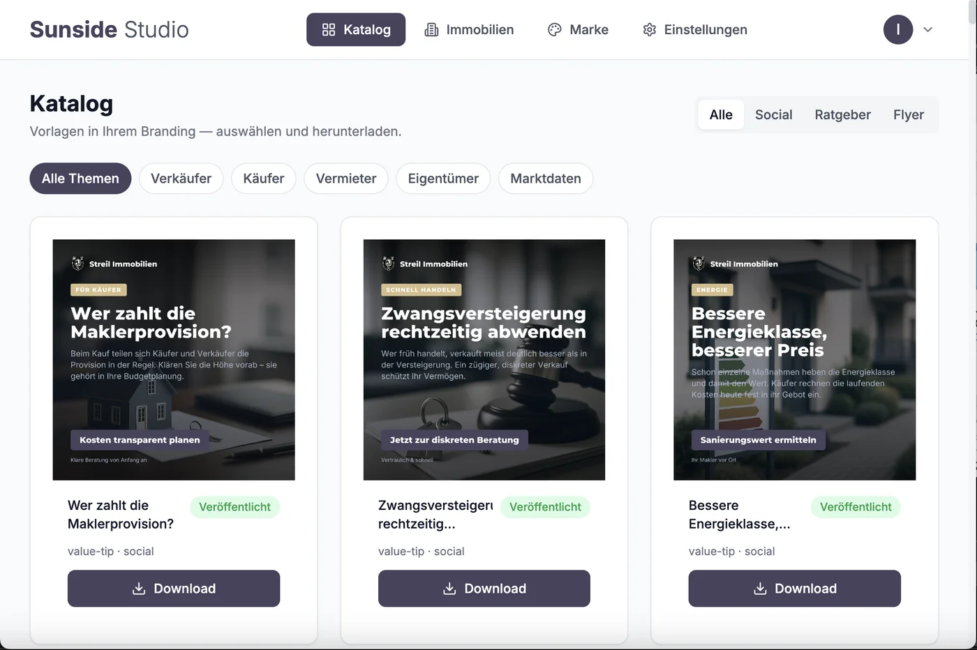 Marketing-Vorlagen im Streil Immobilien Branding